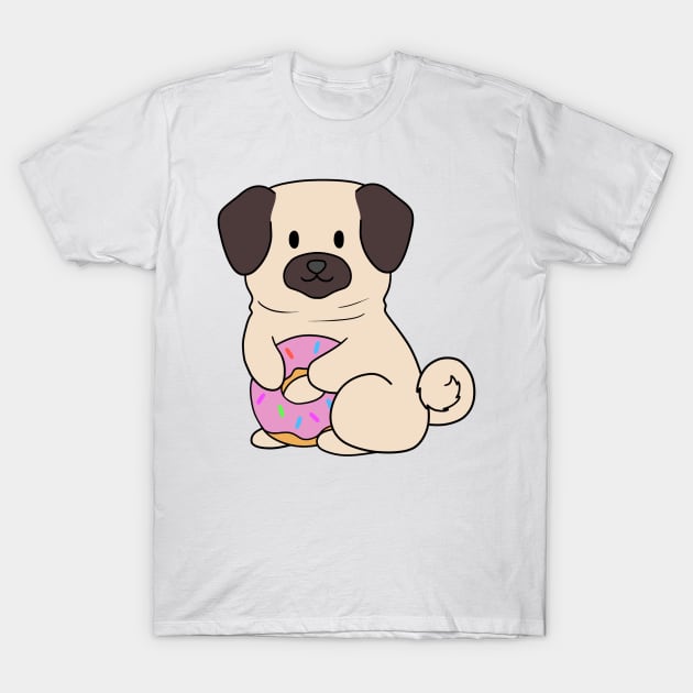 Pink Doughnut Pug T-Shirt by BiscuitSnack